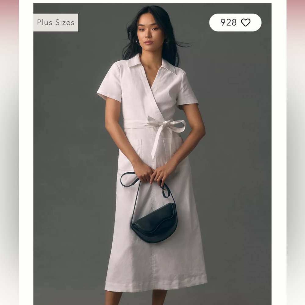 Maeve by Anthropologie Short-Sleeve Linen Blend Tie-Waist Midi Dress